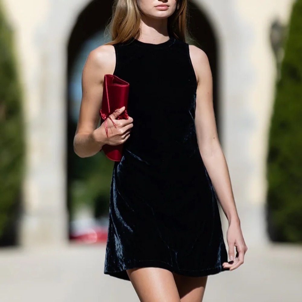 NWT Julia Amory Baby Jane Black Velvet Sleeveless Mini Dress XS